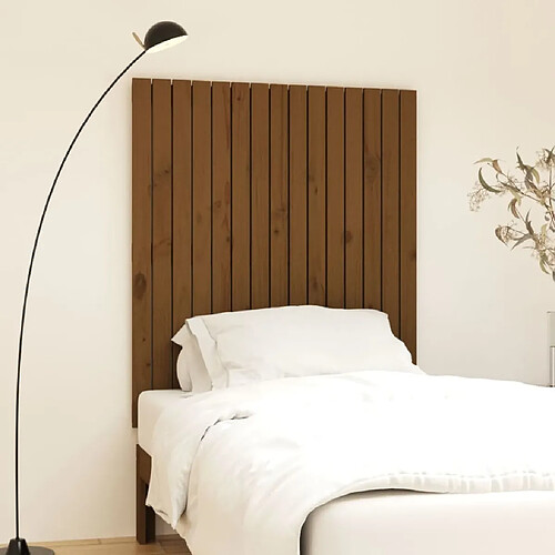 vidaXL Tête de lit murale Marron miel 95,5x3x110 cm Bois massif de pin