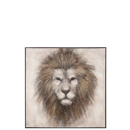 Dansmamaison Peinture Lion Canevas/Bois Marron