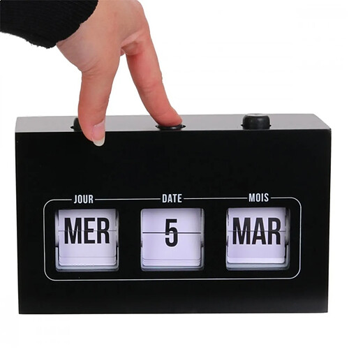 Totalcadeau Calendrier perpétuel vintage à 3 boutons flip flap rétro Objet Deco