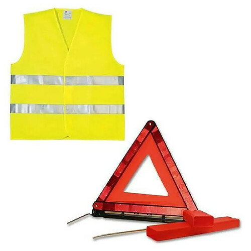 Kit Sécurité Routière obligatoire pour voiture : Triangle Signalisation R27 EN11 + Gilet Réfléchissant XL CE EN 471 ML2879