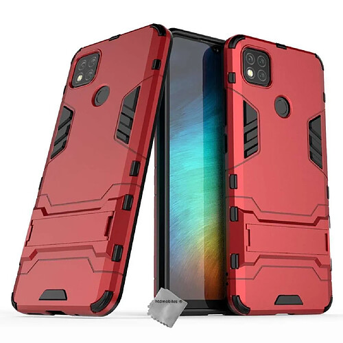 Htdmobiles Coque rigide anti choc pour Xiaomi Redmi 10A + verre trempe - ROUGE