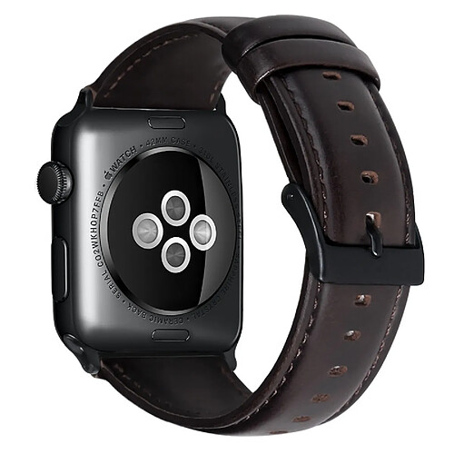 Wewoo Pour Apple Watch séries 5 et 4 40 mm / 3 et 2 et 1 38 mm Huile Cire Bracelet en cuir véritable brun foncé