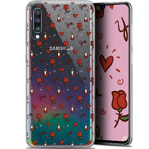 Caseink Coque Pour Samsung Galaxy A70 (6.7 ) [Gel HD Collection Love Saint Valentin Design Bougies et Roses - Souple - Ultra Fin - Imprimé en France]