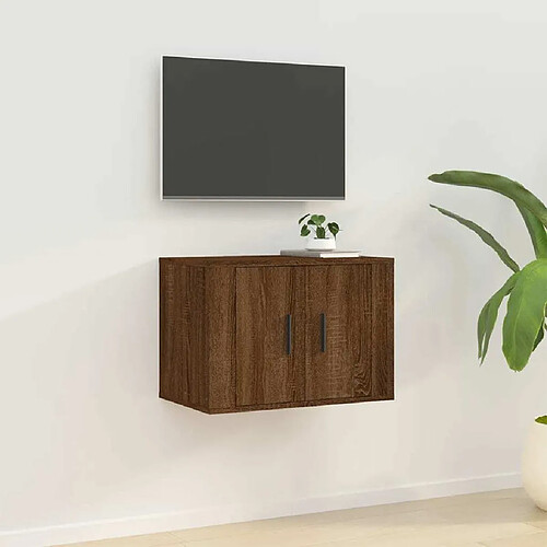 Maison Chic Meuble TV scandinave mural Banc TV suspendu pour salon - Chêne marron 57x34,5x40 cm -MN92711