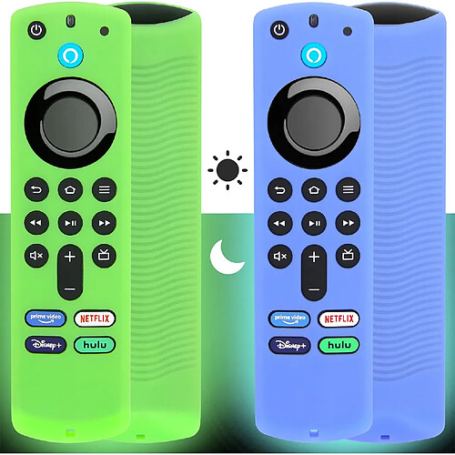 SANAG 2Pcs Firestick etui De Couverture À Distance(Brillent Dans Le Noir) Compatible Avec Fire Tv Stick 4K / 4K Max Alexa(3E Generation) Telecommande Vocale(Vert Et Bleu)