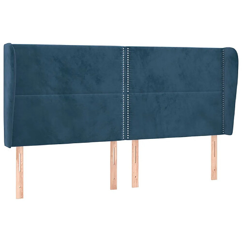 Maison Chic Tête de lit moderne avec oreilles pour chambre - Décoration de lit Bleu foncé 163x23x118/128 cm Velours -MN17786