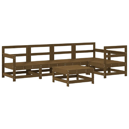 Maison Chic Salon de jardin 6 pcs - Table et chaises d'extérieur - Mobilier/Meubles de jardin Moderne Marron miel Bois de pin massif -MN94799