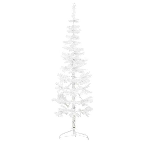 vidaXL Demi sapin de Noël artificiel mince avec support Blanc 180 cm