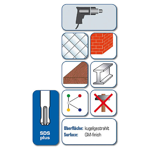 alpen en métal dur à découper Multicut foret SDS-plus avec tige de ø 8 mm longueur 110 mm L1, L2 50900800100 50 mm