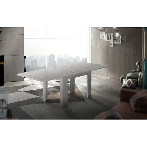 Alter Table à manger avec ouverture pour livre, Made in Italy, Console de cuisine auxiliaire, Table extensible, cm 90x90h75, couleur Gris cendré