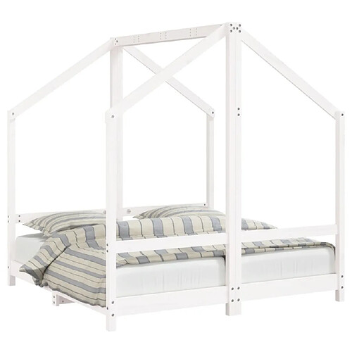 Maison Chic Lit simple Cadre de lit pour enfant,Lit d'Enfant Moderne blanc 2x(70x140) cm bois de pin massif -MN35725