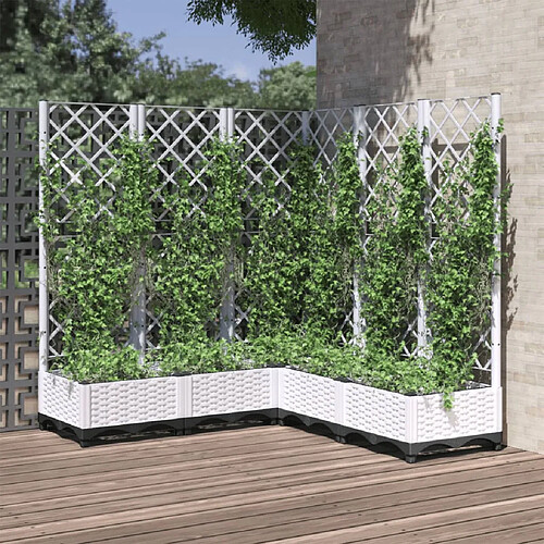 vidaXL Jardinière avec treillis Blanc 120x120x121,5 cm PP