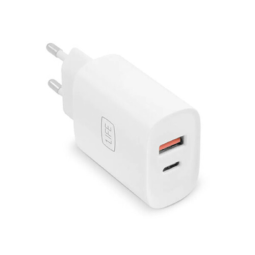 Chargeur 2 Ports USB +Type-C 30W 1Life Dual Pa:Xpress Blanc