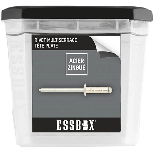 Rivets standards ESSBOX SCELL-IT Alu/Acier - Tête plate - Ø4 mm x 8 mm - Boite de 500 - EX-9445124008