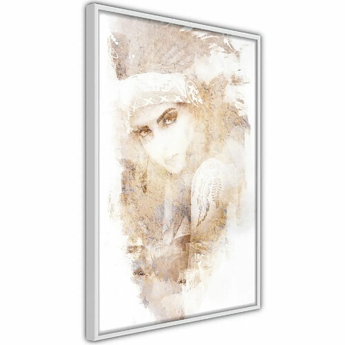 Paris Prix Affiche Murale Encadrée Mysterious Look Beige 40 x 60 cm Blanc