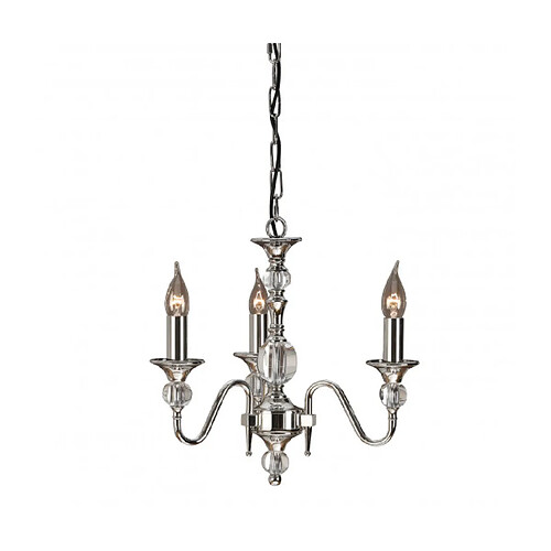 Interiors 1900 Suspension 3 ampoules Polina, nickel et cristal