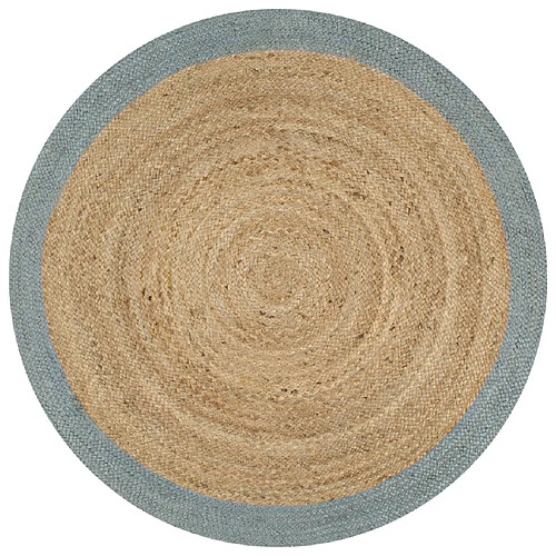 Decoshop26 Tapis fait à la main Jute avec bord vert olive 150 cm DEC023477