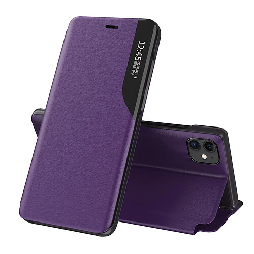 Ozzzo eco cuir view coque etui elegant de type bibliotheque avec bequille pour iphone 13 pro violet