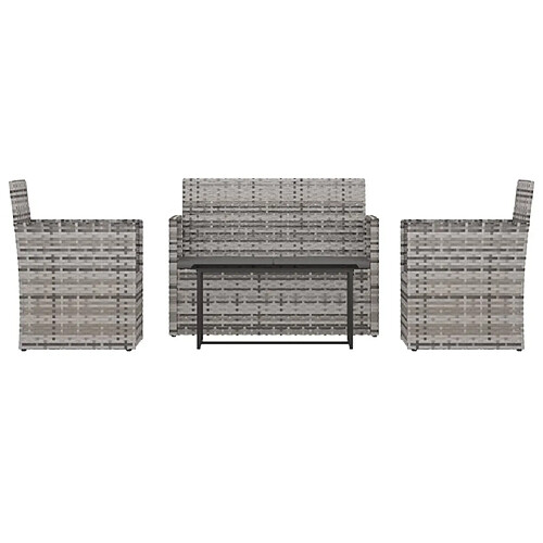 Maison Chic Salon de jardin 4 pcs avec coussins - Table et chaises d'extérieur - Mobilier/Meubles de jardin Moderne résine tressée gris -MN16624