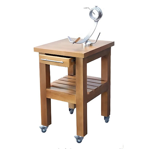 Visiodirect Table à jambon en bois avec support à jambon rotatif à 360º en acier inoxydable - Longueur 57 x Profondeur 51 x Hauteur 90 cm