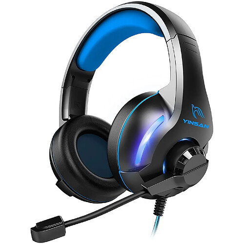 Chrono Micro Casque PS4 Gaming, Casque Gamer avec Micro Anti Bruit Réglable LED Lampe Stéréo Basse Contrôle du Volume, Casque Gaming pour Switch, Xbox One, PS4, PC, Laptop, Tablette(Bleu)