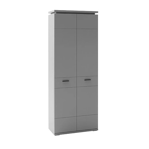 Pegane Armoire, meuble de rangement coloris gris arctique- Longueur 76 x Hauteur 198 x Profondeur 38 cm