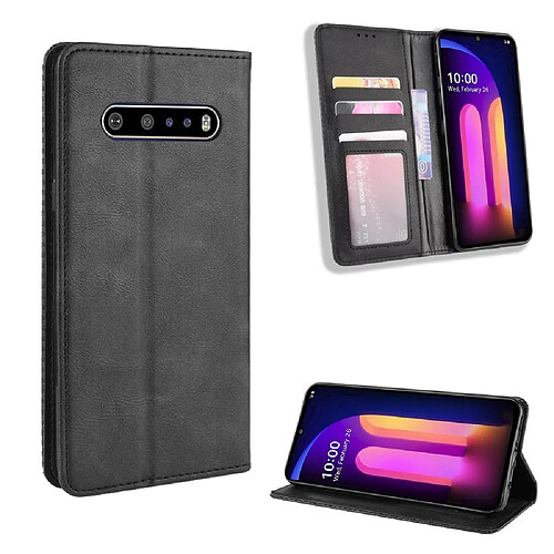 Etui en PU auto-absorbé rétro noir pour votre LG V60 ThinQ 5G