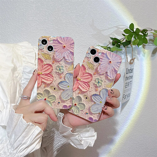 GUPBOO Étui pour iPhone13 étui de téléphone portable rétro de fleurs de peinture à l'huile colorée pour femmes