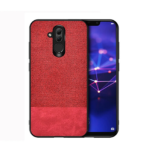 Wewoo Housse Coque de protection antichoc PU épissage + tissu pour Huawei Mate 20 Lite rouge