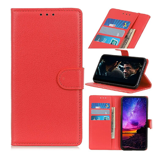 Etui en PU texture de la peau de litchi avec support rouge pour votre Apple iPhone 12 Pro/12 Max 6.1 pouces