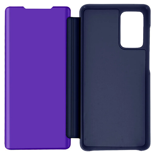 Avizar Housse Galaxy A52 et A52s Clapet translucide Miroir Support Vidéo violet