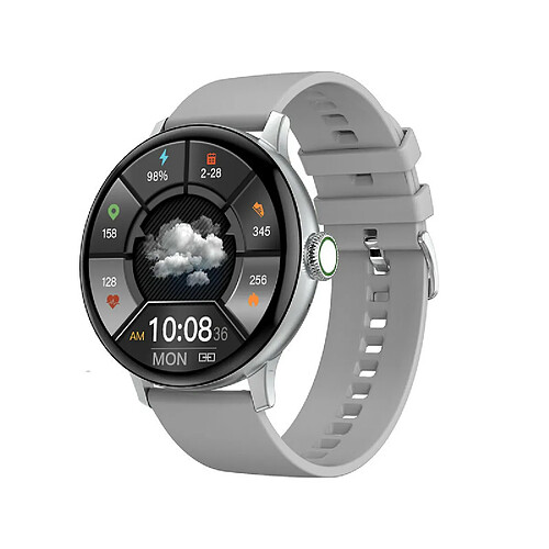 Chrono Chronus Montre connectée pour Homme Femmes Rond Smartwatch Sport Montre Connectée Etanche Trackers d'Activité (Argent)