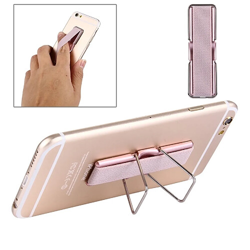 Wewoo Support Holder or rose pour iPhone, Galaxy, , Xiaomi, LG, HTC et tablettes 2 en 1 de adhésif universel réglable mini + prise de doigt mince, taille: 7,3 x 2,2 x 0,3 cm,