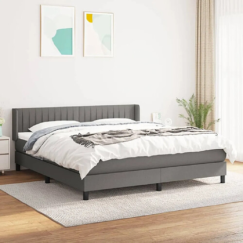 Maison Chic Lit Adulte - Lit simple Lit à sommier tapissier avec matelas moelleux - Meuble de Chambre - Gris foncé 160x200cm Tissu -MN83038