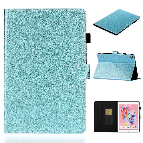 Wewoo Housse Étui Coque Pour iPad 10.2 / 10.5 Etui à rabat horizontal en cuir avec poudre de scintillement support et fente carte Bleu