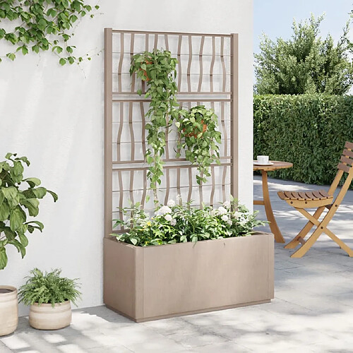 vidaXL Jardinière avec treillis marron clair 80x36x140 cm PP