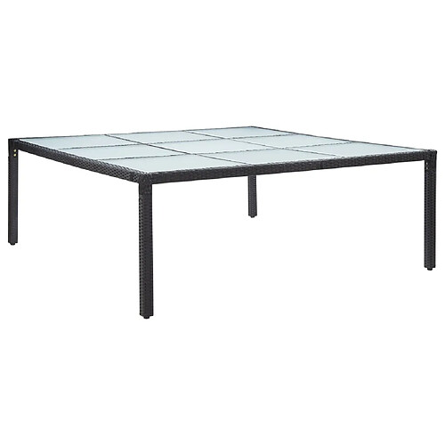 vidaXL Table à dîner de jardin Noir 200x200x74 cm Résine tressée