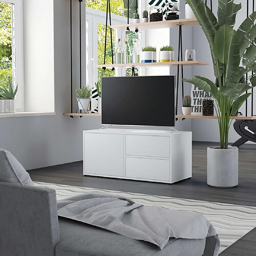 Maison Chic Meuble TV scandinave - Banc TV pour salon Blanc 80x34x36 cm Bois d'ingénierie -MN74672