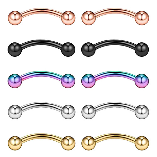 10 pièces 16g en acier inoxydable balles sourcil oreille lèvre nombril anneau piercing 10mm