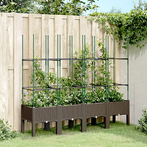 vidaXL Jardinière avec treillis marron 160x40x142,5 cm PP