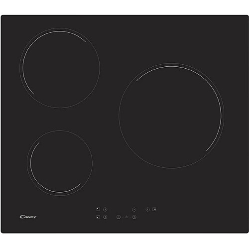 Table de cuisson vitrocéramique 60cm 3 feux 5500w noir - ch63ct - CANDY