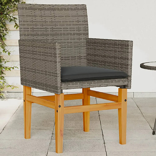 vidaXL Chaises de jardin coussins lot de 2 gris résine tressée et bois