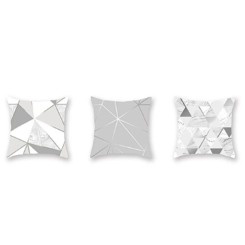 YP Select 3 Pcs Argent Gris Géométrique Pêche-Peau Oreiller Titulaire Bus Bureau Oreiller Housse de Coussin - 2 Argent 45X45 CM