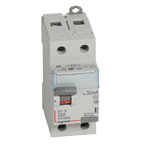 interrupteur différentiel legrand dx3 25a 30ma 2 poles type a - vis / vis