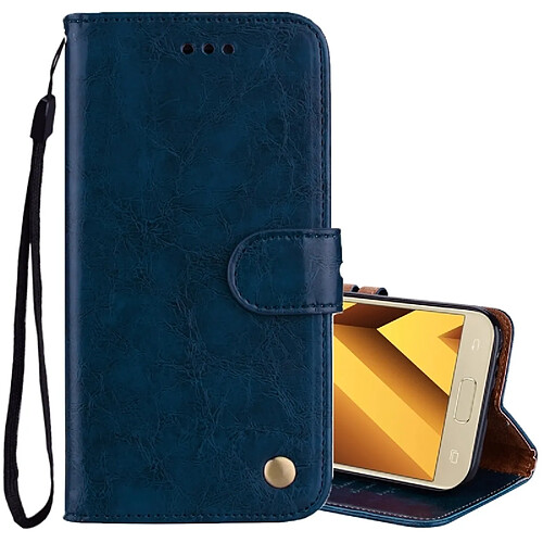 Wewoo Housse Étui bleu pour Sumsung Galaxy A5 2017 Business style huile cire horizontale flip en cuir avec titulaire et fentes cartes porte-monnaie