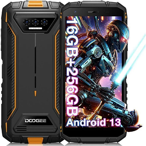 NC Telephone portable DOOGEE S41MAX 5.5 pouces 6300mAh Robuste Smartphone 16+256Go Android-NFC-déblocage du visage-13+8MP - Orange