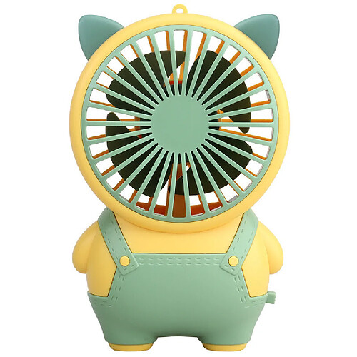 (Vert) Petit Ventilateur Portatif de Dessin Animé Chargement Usb Puissant Brise De Refroidissement Portable