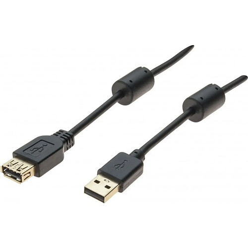 Abi Diffusion Rallonge USB 2.0 type A / B avec ferrites noire - 1,0 m