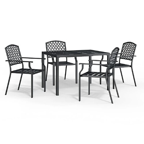 Maison Chic Ensemble de salle à manger de jardin 5 pcs,Table et chaises d'extérieur anthracite acier -GKD441582