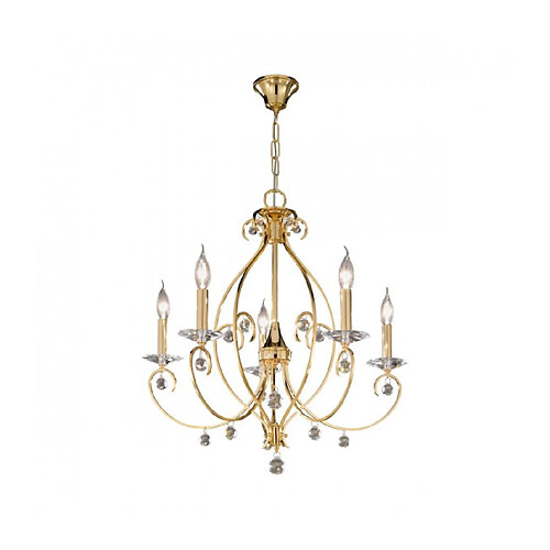 Luminaire Center Chandelier en cristal CARAT Or 24 Carats 5 ampoules